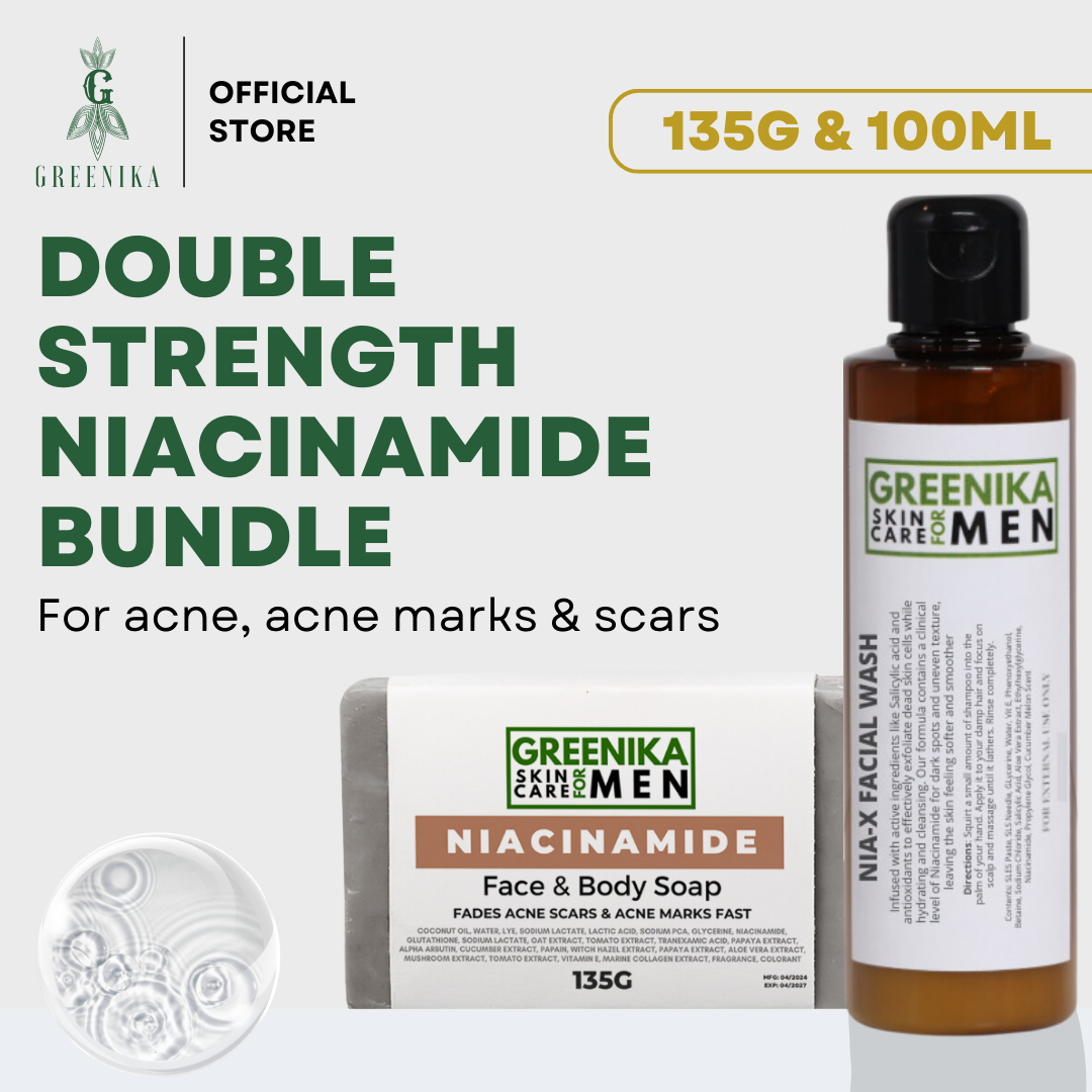 Greenika 100ML Nia-X Facial Wash for Men + Niacinamide Soap for Men Combo