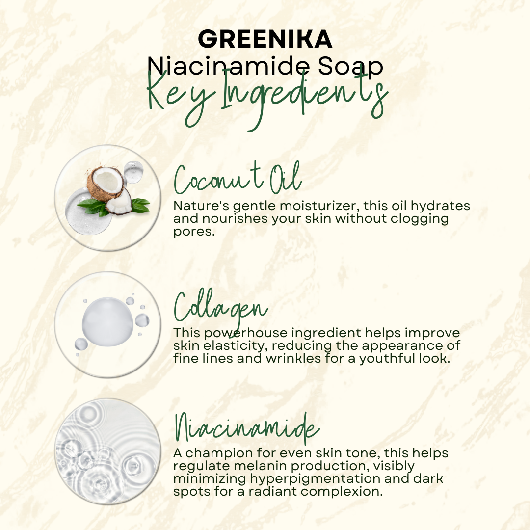 5 pcs. Greenika Niacinamide Soap + Shower Glove