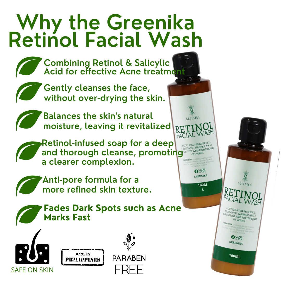 Greenika 100ML Retinol Facial Wash + 10G Retinol Cream