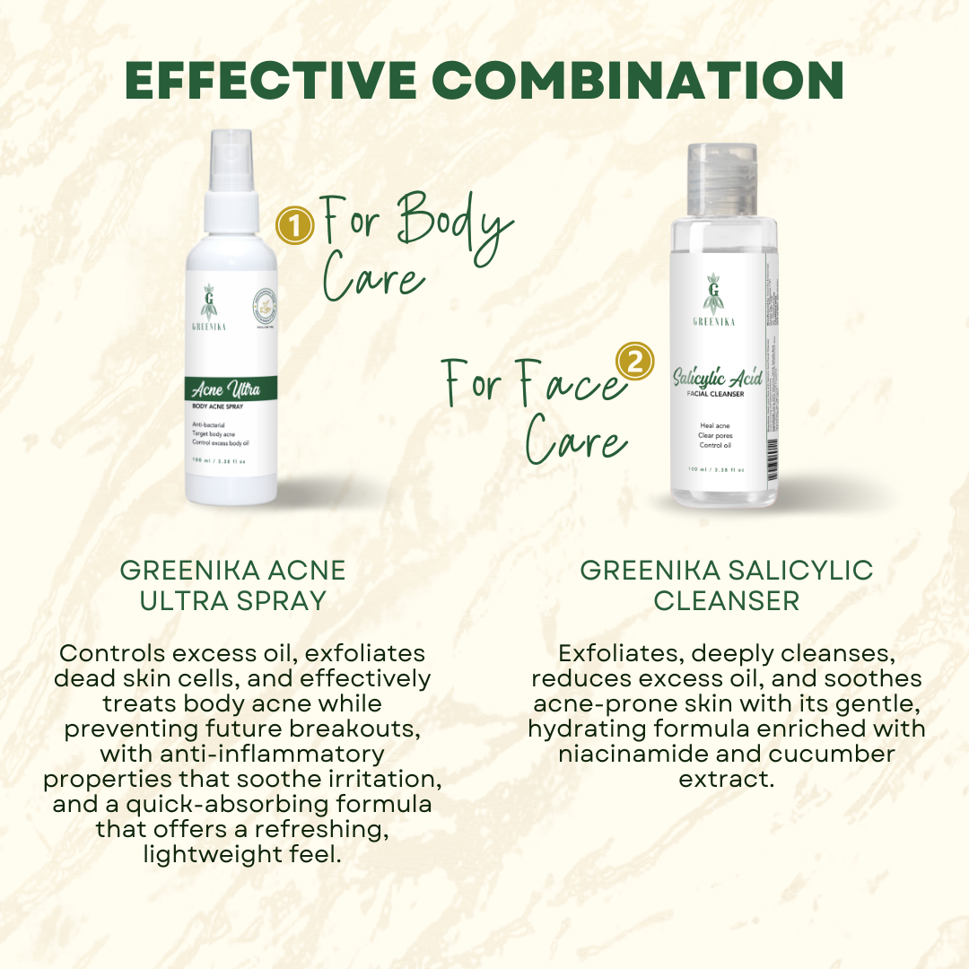 Greenika Acne Ultra Spray + Salicylic Cleanser Combo