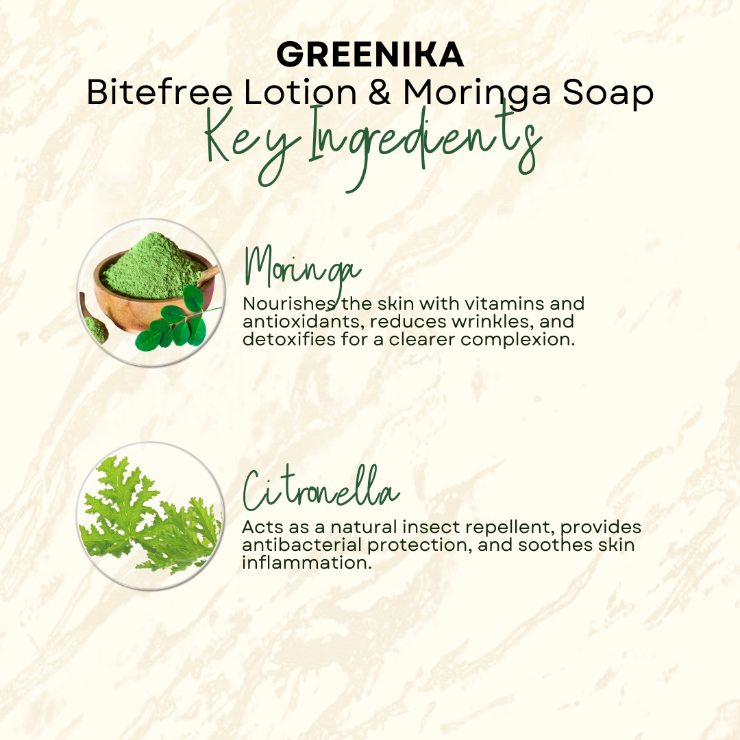 Greenika Bitefree Citronella Lotion + Moringa Soap Combo