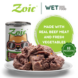 430g Zoic Beef and Vegetables Dog Wet Food in Can