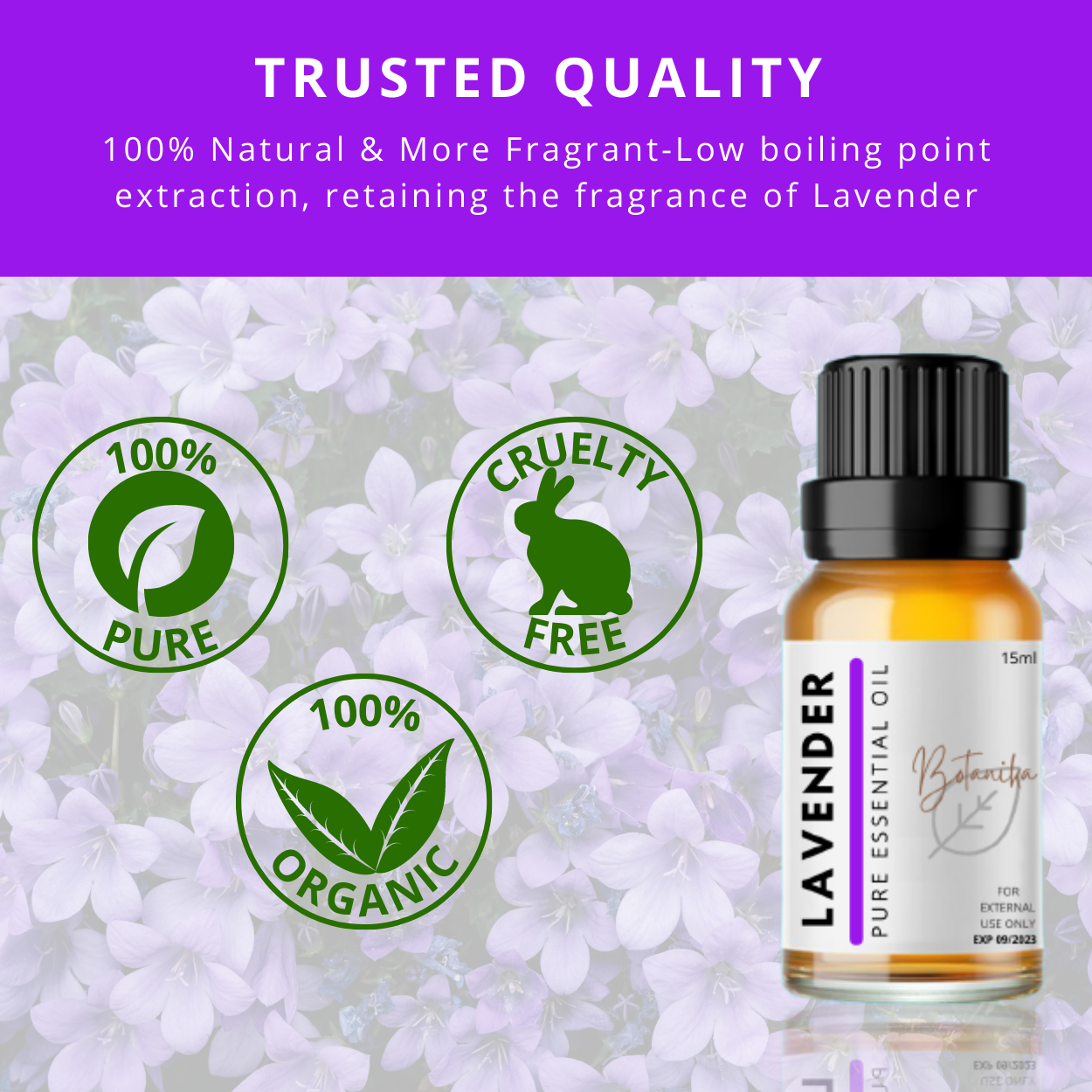Botanika Lavender Pure Essential Oil Aromatherapy Undiluted Stress Relief for Sleep Relaxation Topical For Dry Skin and Irritation Therapeutic Scent to Ease Tension Essential Oils for Car Diffuser Home Diffuser Humidifier Certified Organic Essential Oil