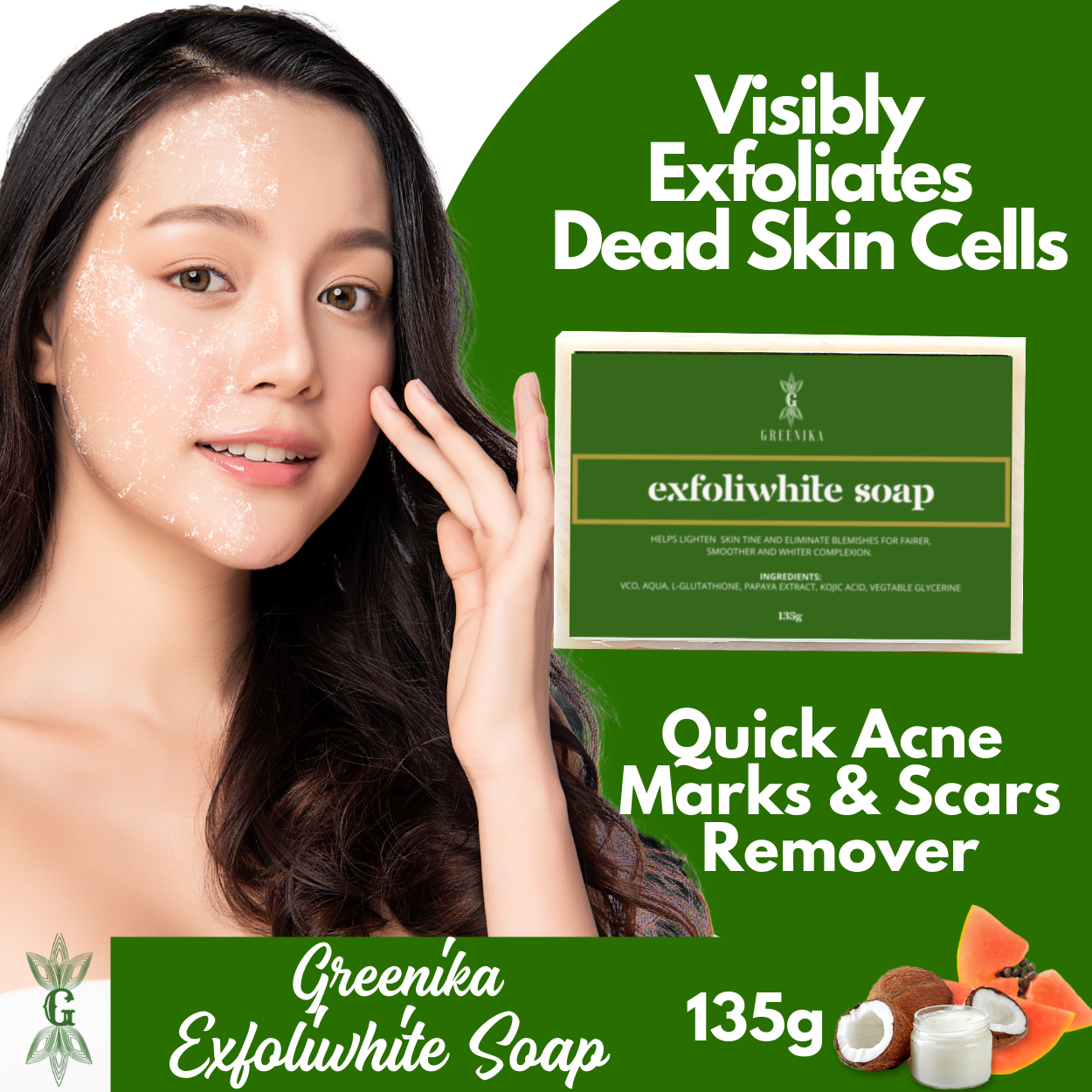 Greenika Exfolika Soap Lightens and Whitens Skin