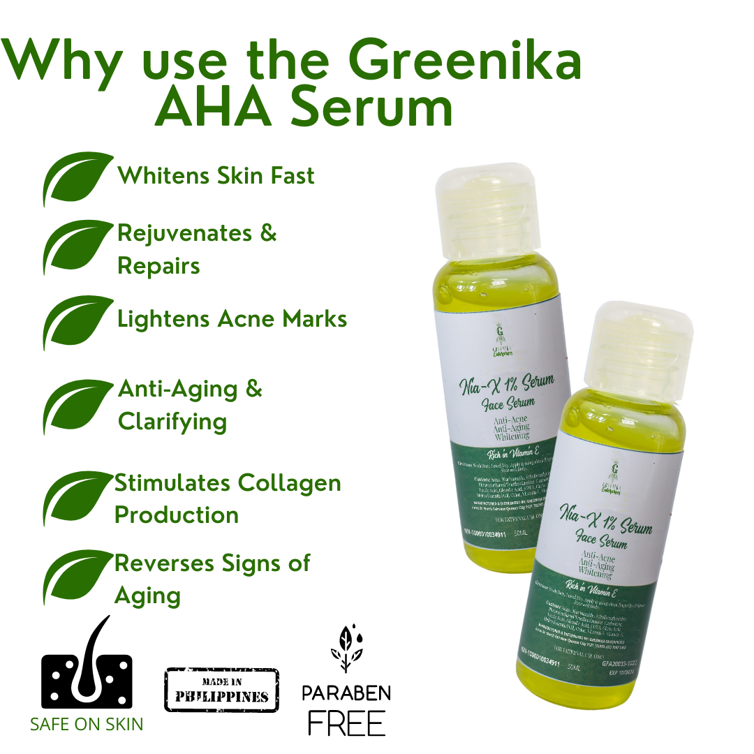 Greenika AHA Face Whitening Niacinamide 1% + Vitamin C Serum