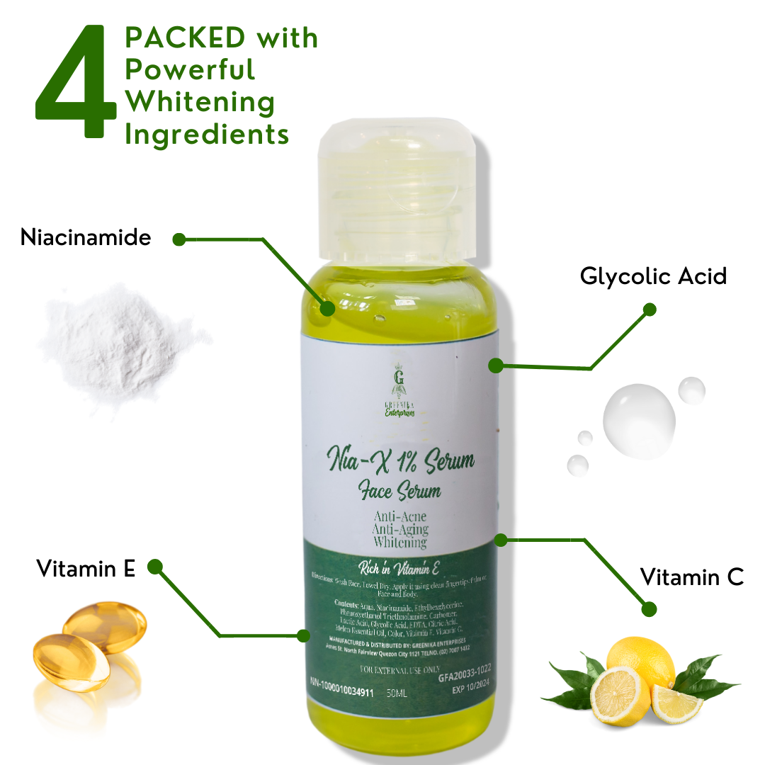 Greenika AHA Face Whitening Niacinamide 1% + Vitamin C Serum