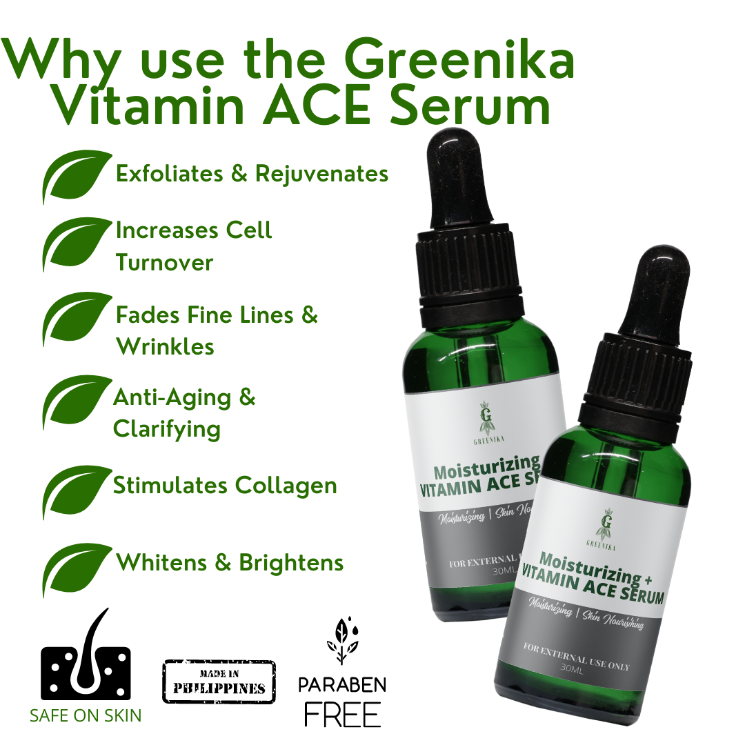 Greenika Whitening Face Serum Facial Moisturizer with Vitamin ACE and Niacinamide 30mL