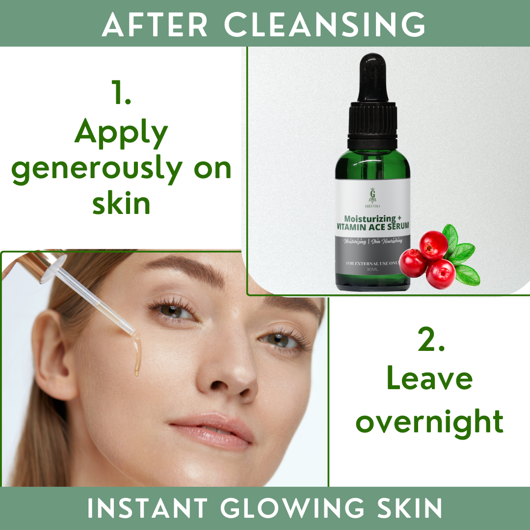 Greenika Whitening Face Serum Facial Moisturizer with Vitamin ACE and Niacinamide 30mL