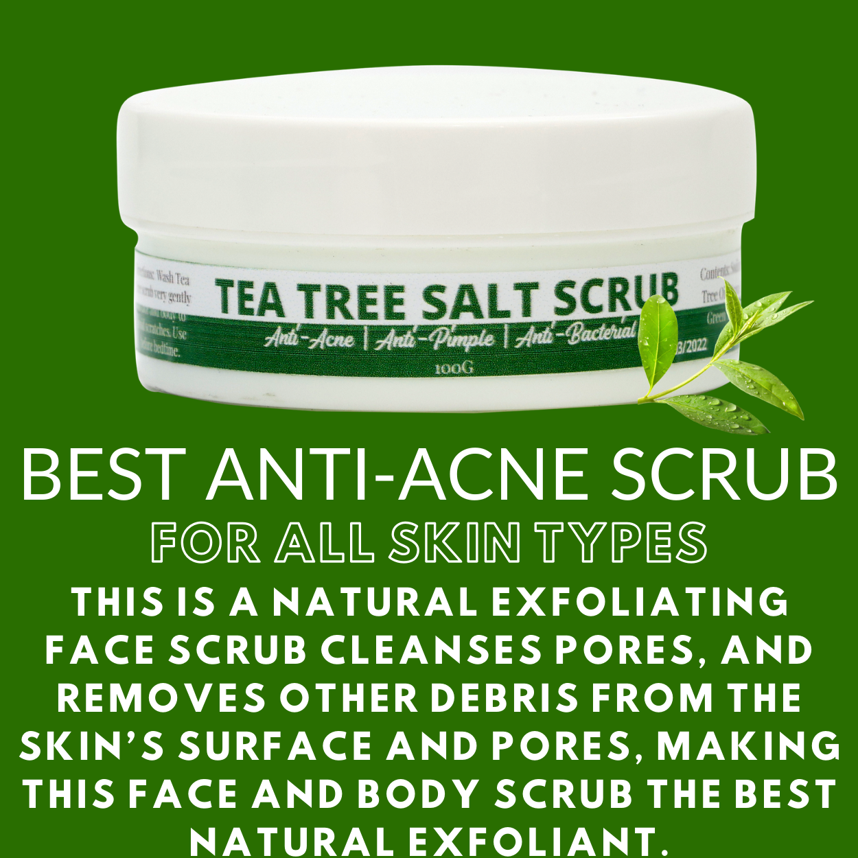 Greenika Tea Tree Anti Acne Anti Pimple Refined Salt Scrub