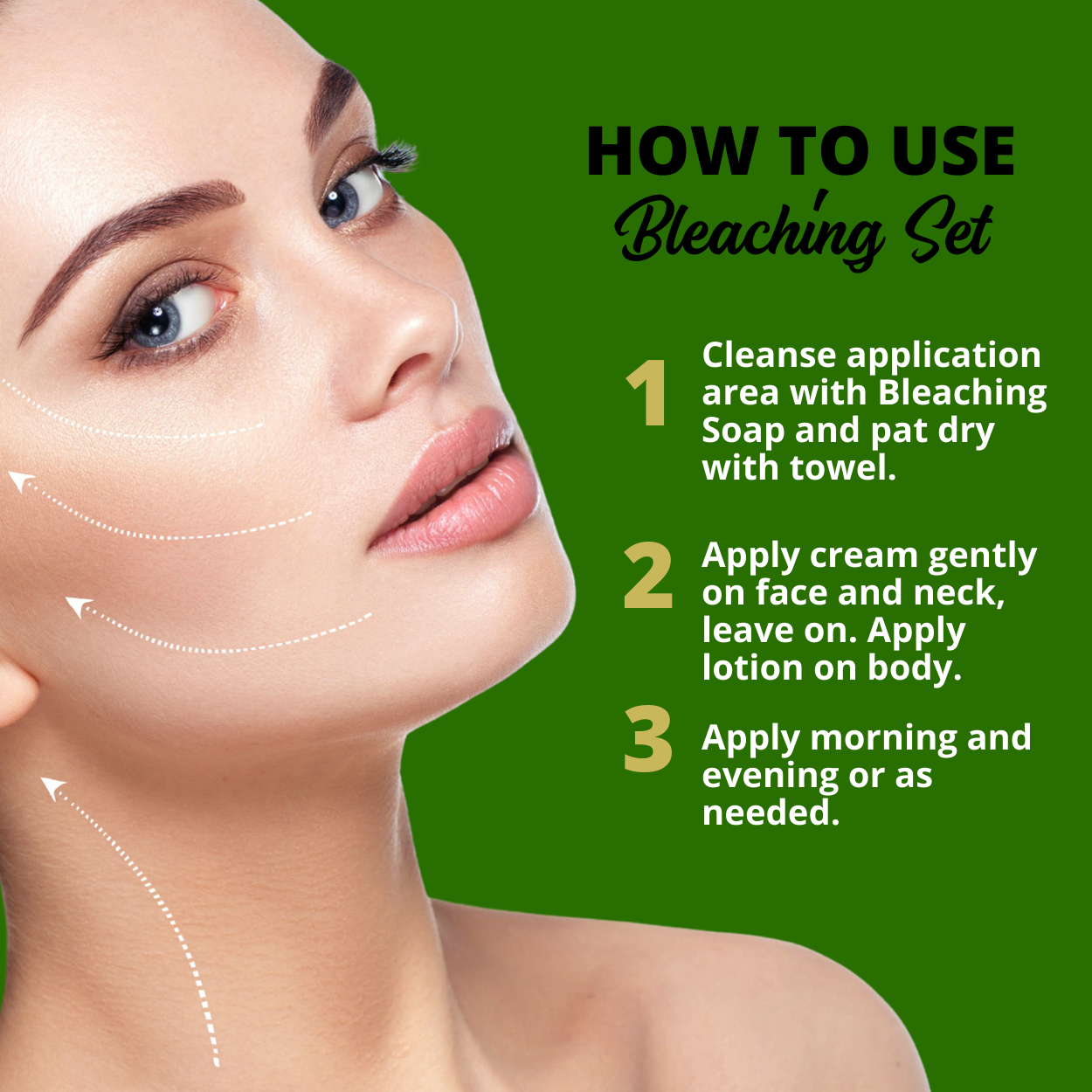 Greenika 3in1 Bleaching Set with Bleaching Soap, Bleaching Lotion and Bleaching Cream