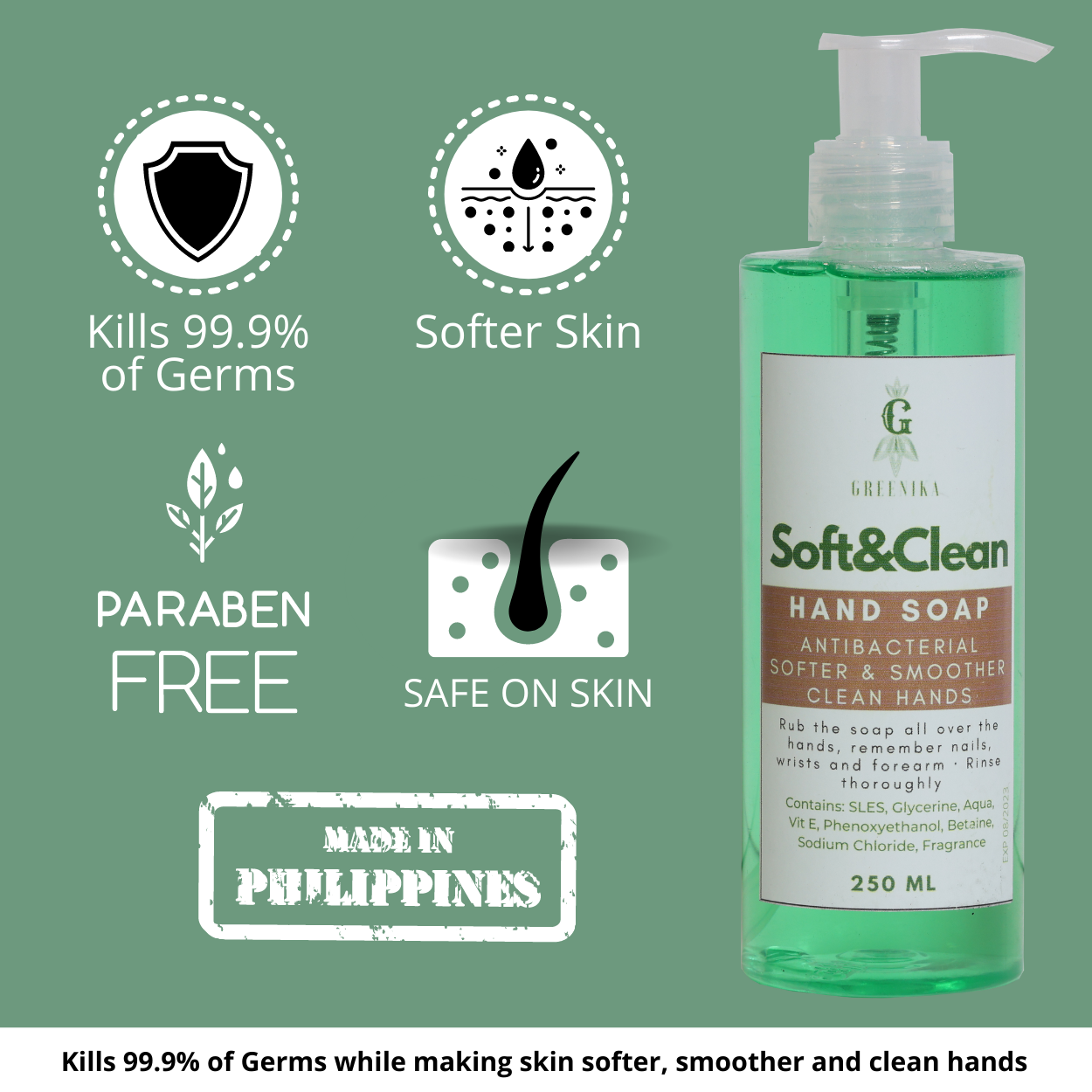 Greenika Soft & Clean Antibacterial Liquid Hand Soap