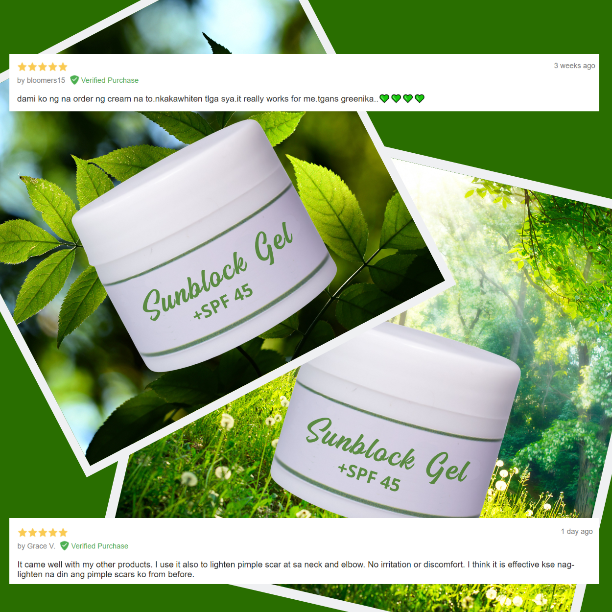 Greenika Face Sunblock Gel Facial Sunscreen with SPF45