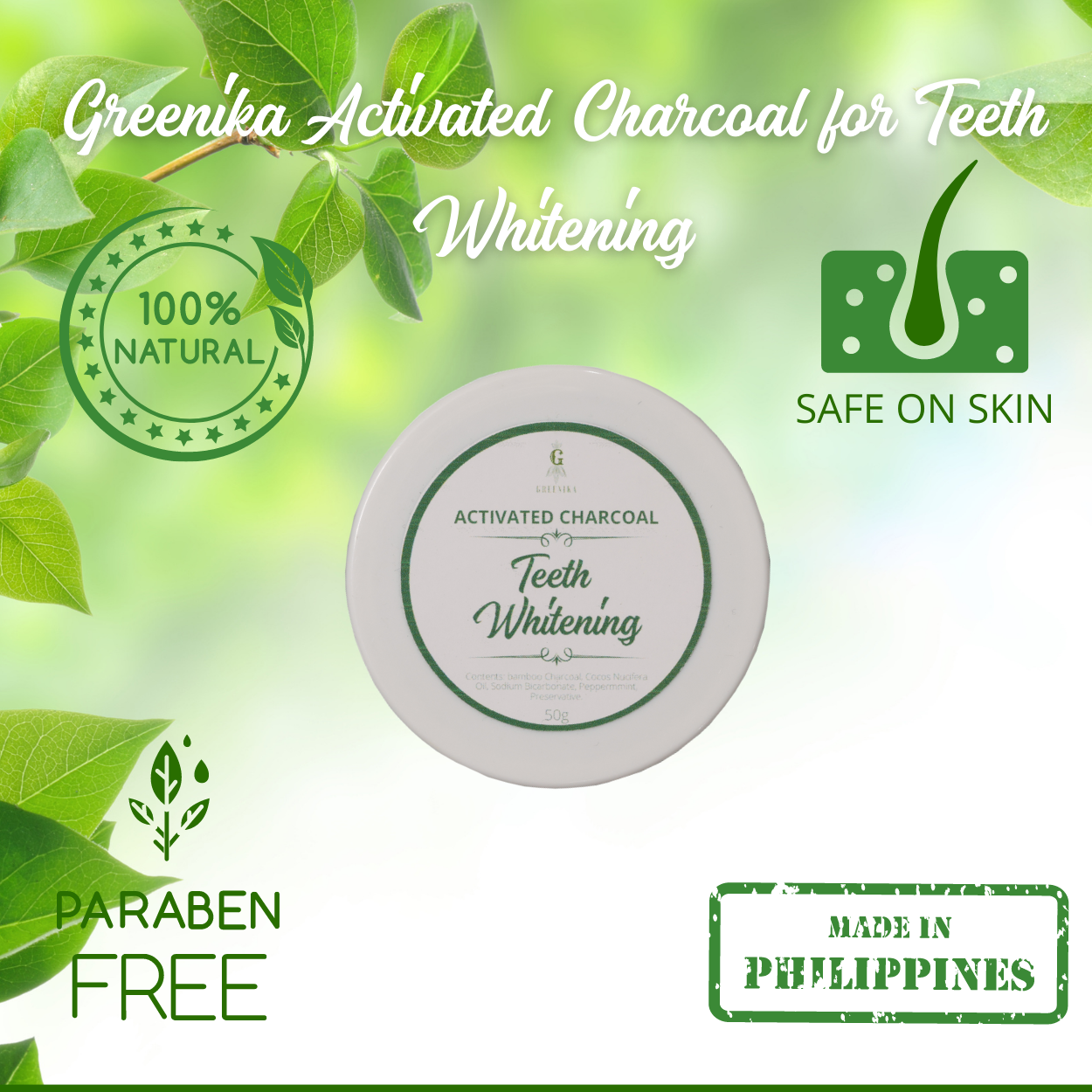 Greenika Teeth Whitening Powder with Free Toothbrush