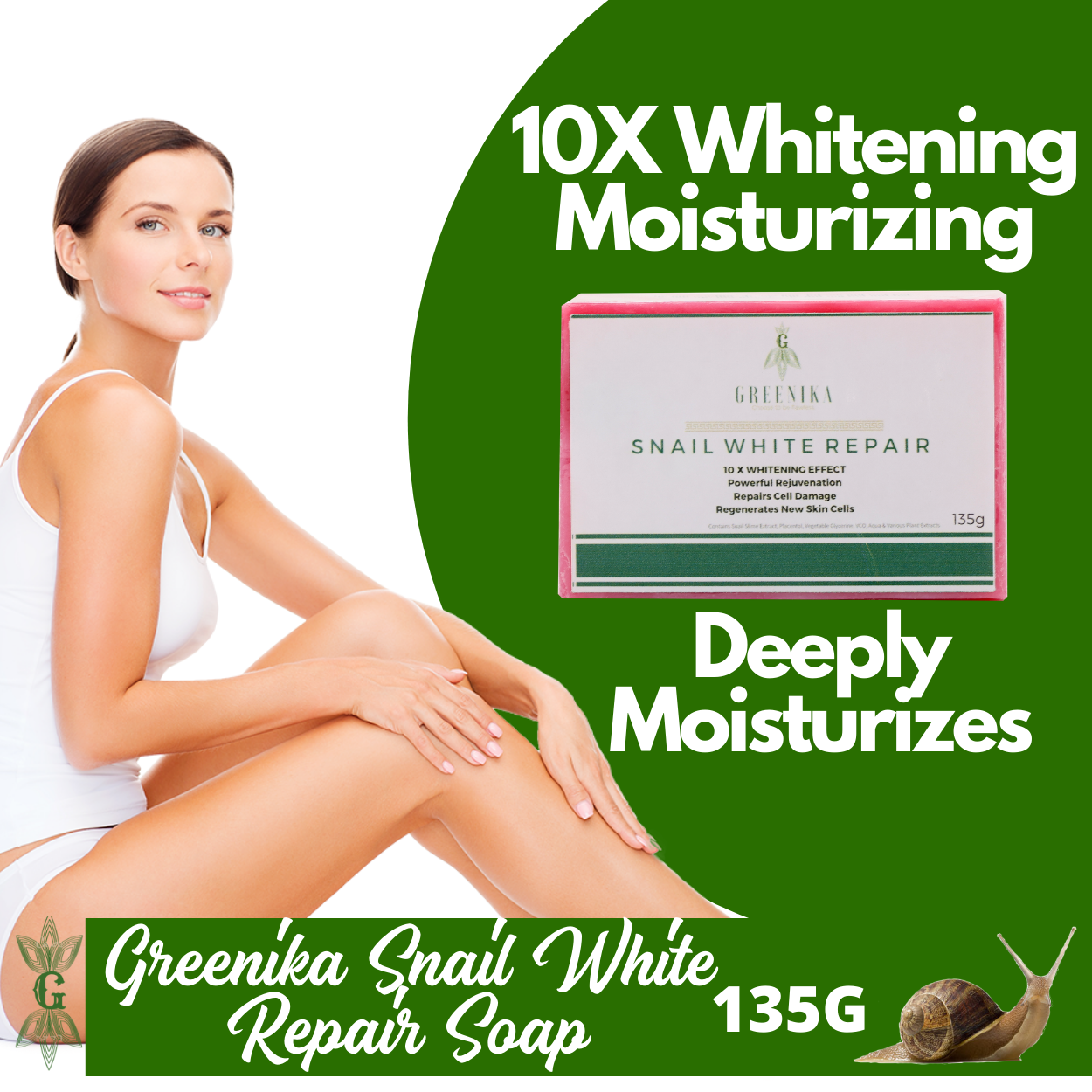 Greenika Organic Snail White Repair with Snail Slime Extract Soap