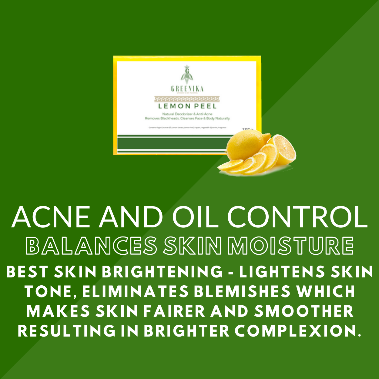 Greenika Organic Lemon Peel Natural Oil Control Anti Acne Soap