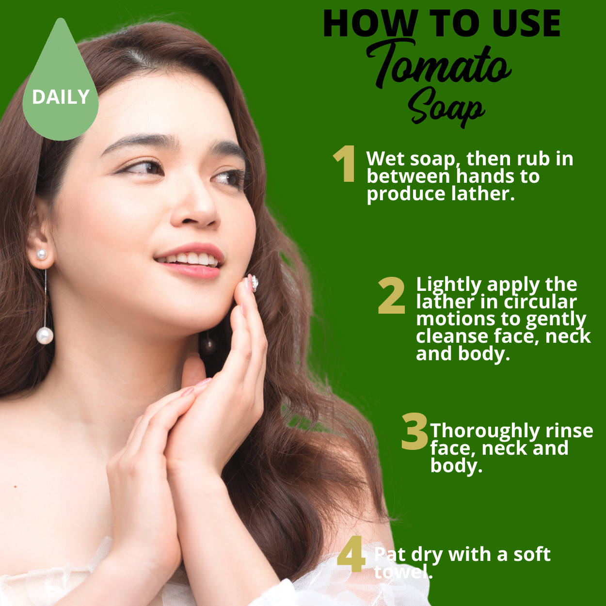 Greenika Premium Organic Tomato Natural Whitening Anti Wrinkle Soap