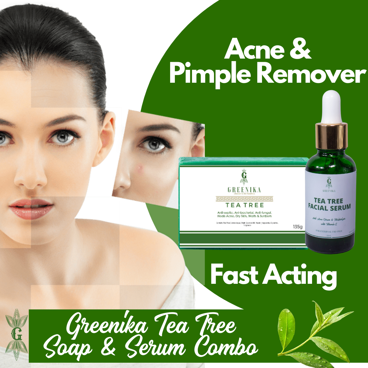 Greenika Tea Tree Combo Face Serum & Soap