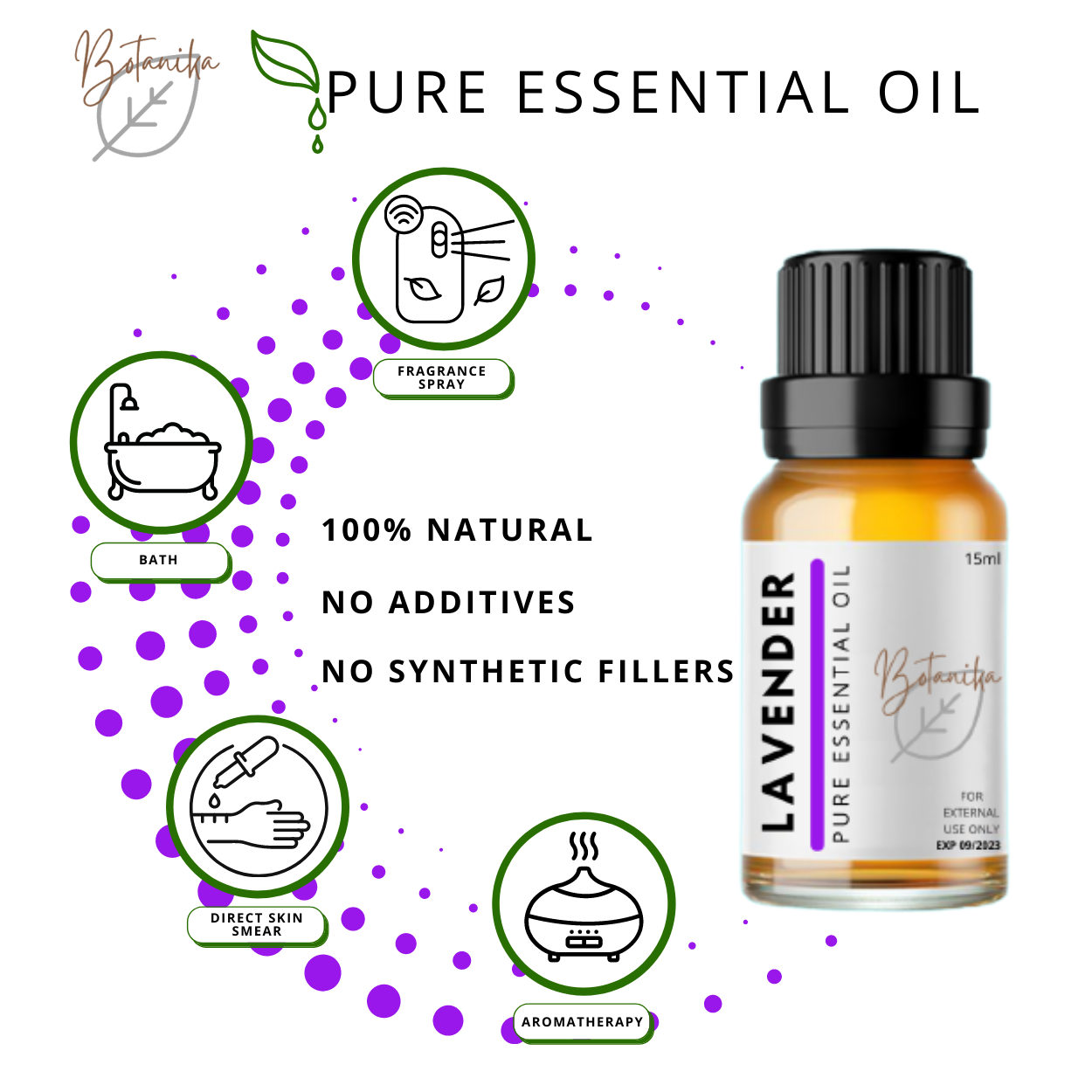 Botanika Lavender Pure Essential Oil Aromatherapy Undiluted Stress Relief for Sleep Relaxation Topical For Dry Skin and Irritation Therapeutic Scent to Ease Tension Essential Oils for Car Diffuser Home Diffuser Humidifier Certified Organic Essential Oil