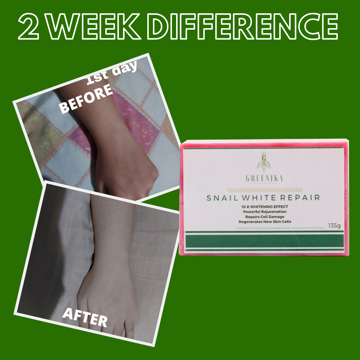 Greenika Organic Snail White Repair with Snail Slime Extract Soap