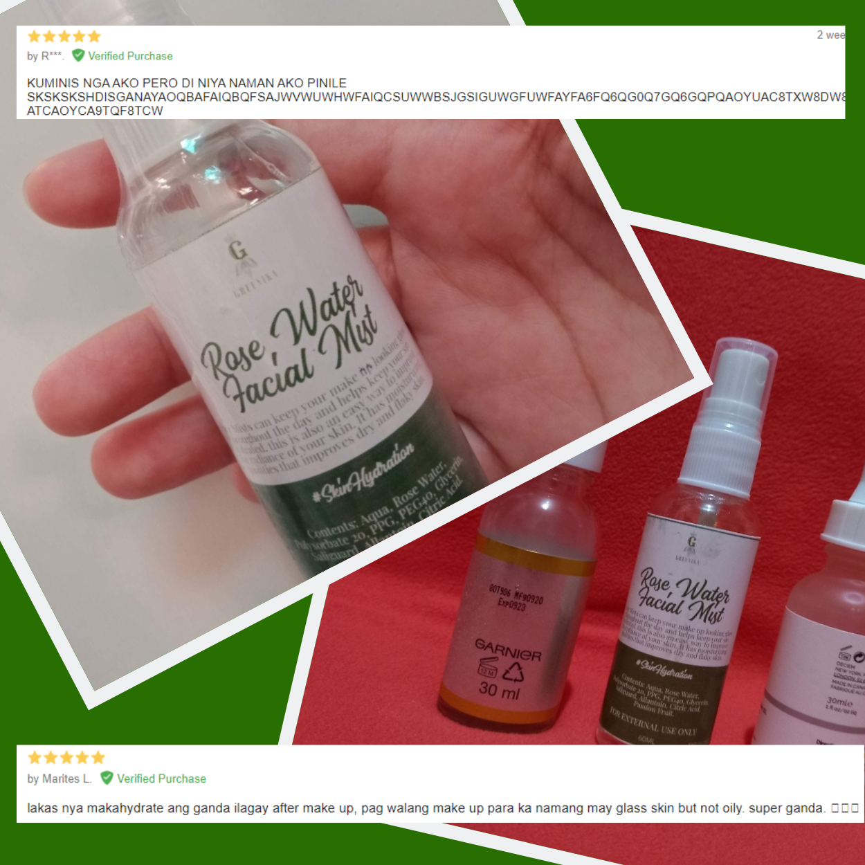 Greenika 60ML Natural Rose Water Facial Mist Spray