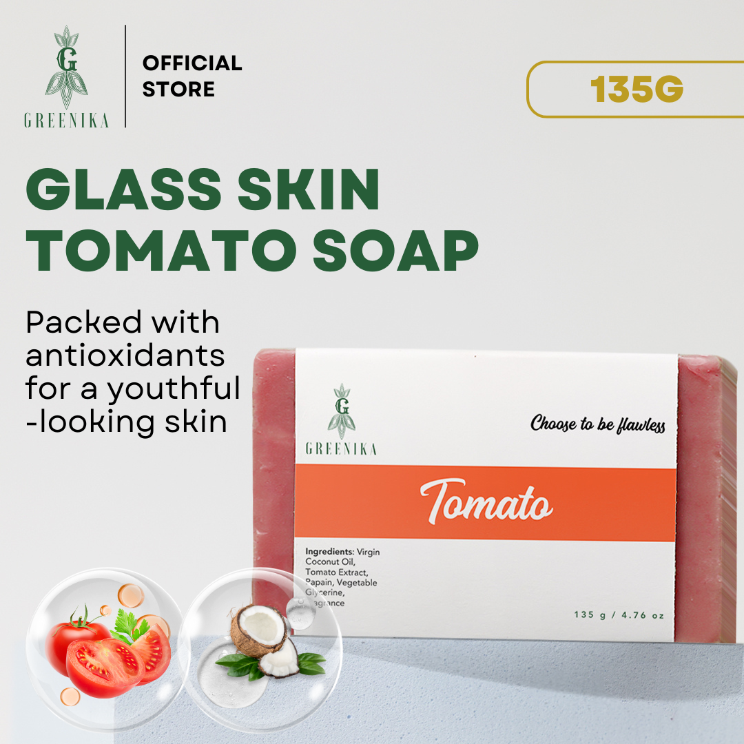 Greenika Premium Organic Tomato Natural Whitening Anti Wrinkle Soap