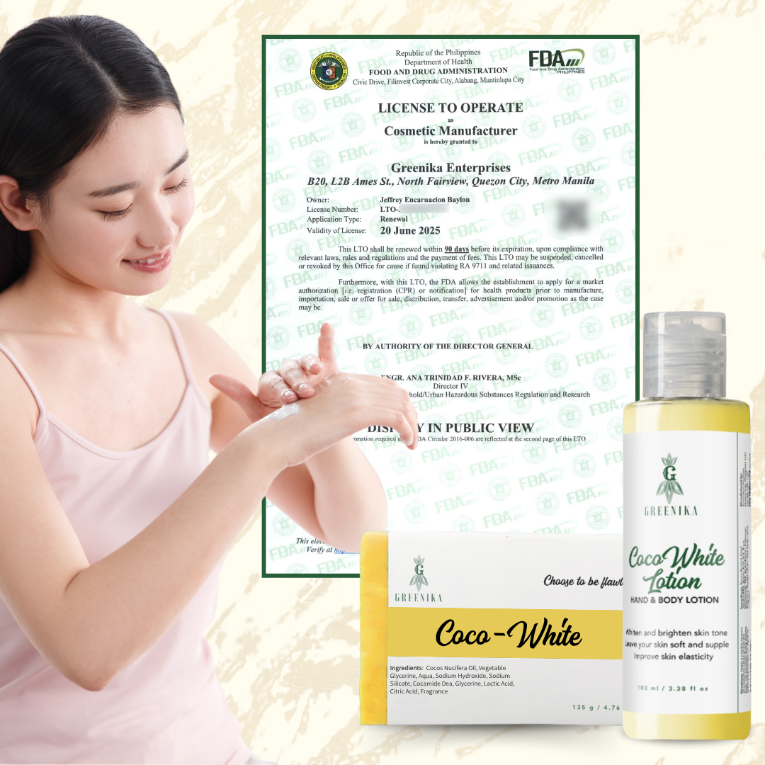 Face & Body Whitening Lotion & Coco-White Soap Combo