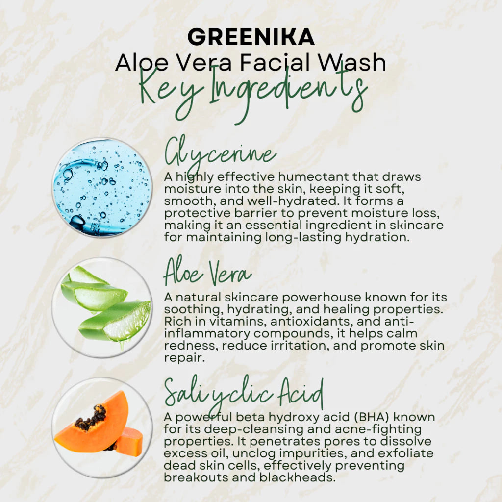 Greenika Aloe Vera Facial Wash with Vitamin E