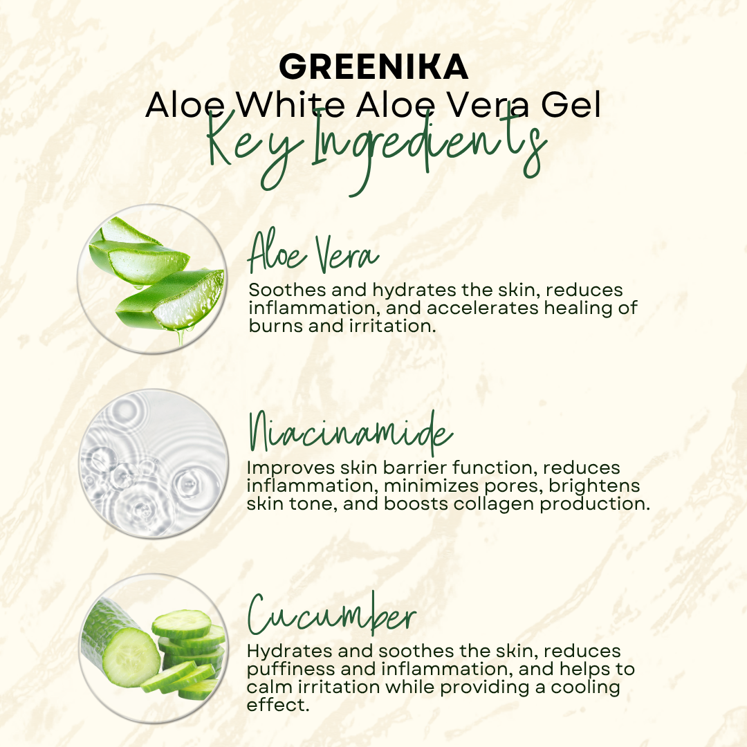 Greenika Aloe Vera Gel Whitening & Moisturizer for Face and Body