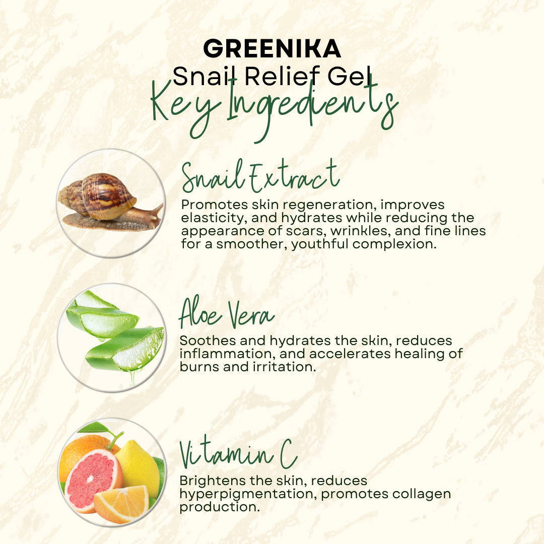 Greenika Snail Relief Gel with Soothing Aloe Vera Gel Extract
