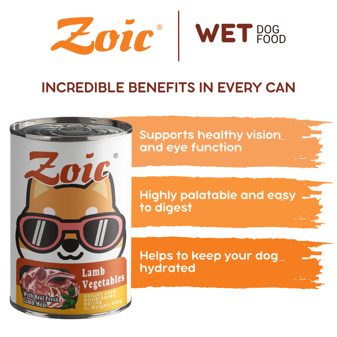 430g Zoic Lamb and Vegetables Dog Wet Food in Can