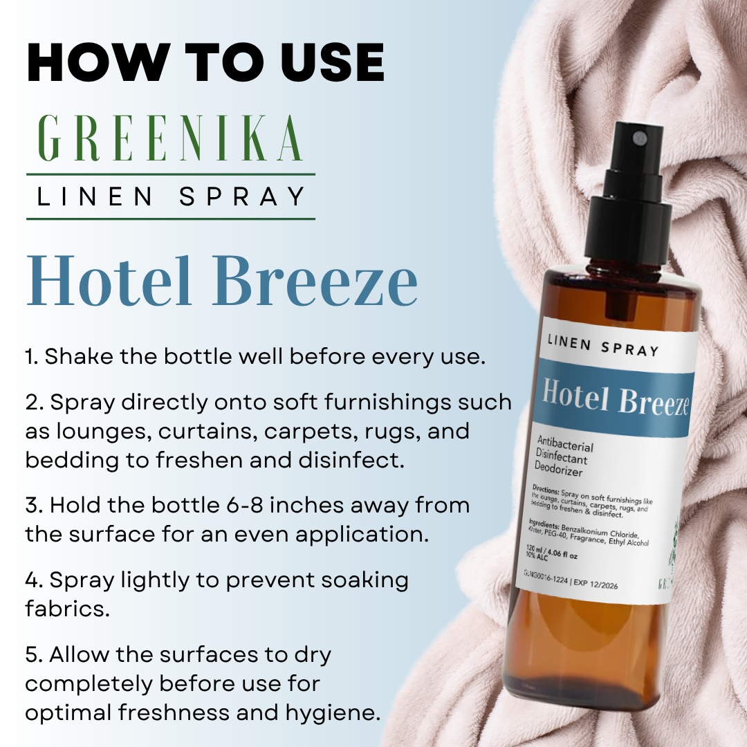 Greenika Linen Mist Spray Hotel Breeze Scent / White Tea Scent