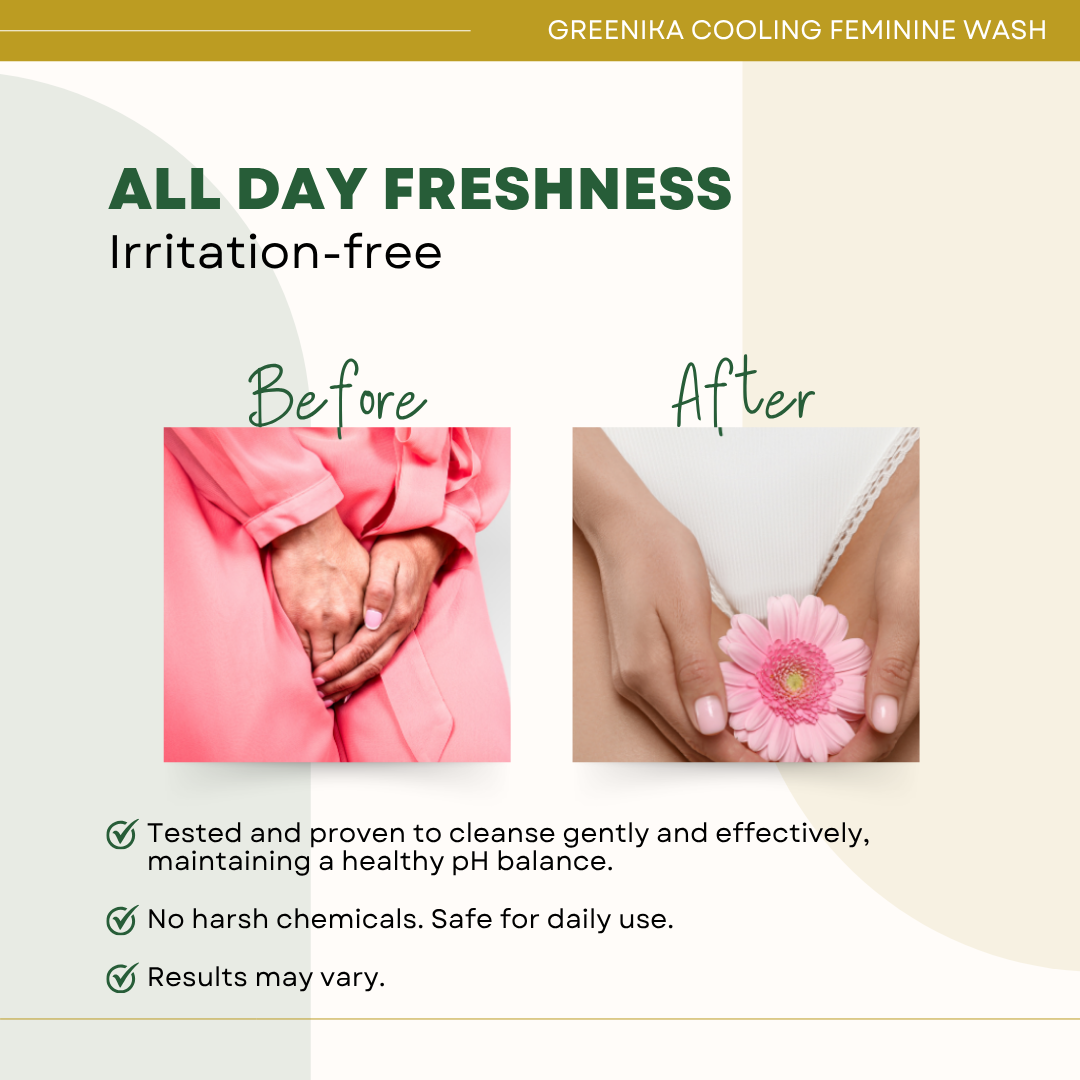 [ ACTIVE COOL FEMININE WASH ] Greenika Fresh&Cool Feminine Wash Blocks Odor & Itchiness with Tea Tree Oil Antibacterial Antifungal Anti Itch Anti Odor Gentle and Mild on Skin Balances PH Tea Tree Oil to Remove Bacteria, Fungi and other Germs Intimate Area