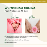 [ FIRMING + WHITENING FEMININE WASH ] Greenika Firm&White Feminine Wash Maintains pH Care Anti Itch Anti Odor Gentle and Mild on Skin Balances PH Inner Thighs Whitening Private Area Whitening Fem Wash Whitening Feminine Wash Firming