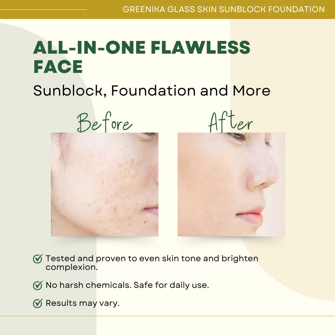Greenika Glass Skin SPF30 Sunblock Foundation Moisturizer