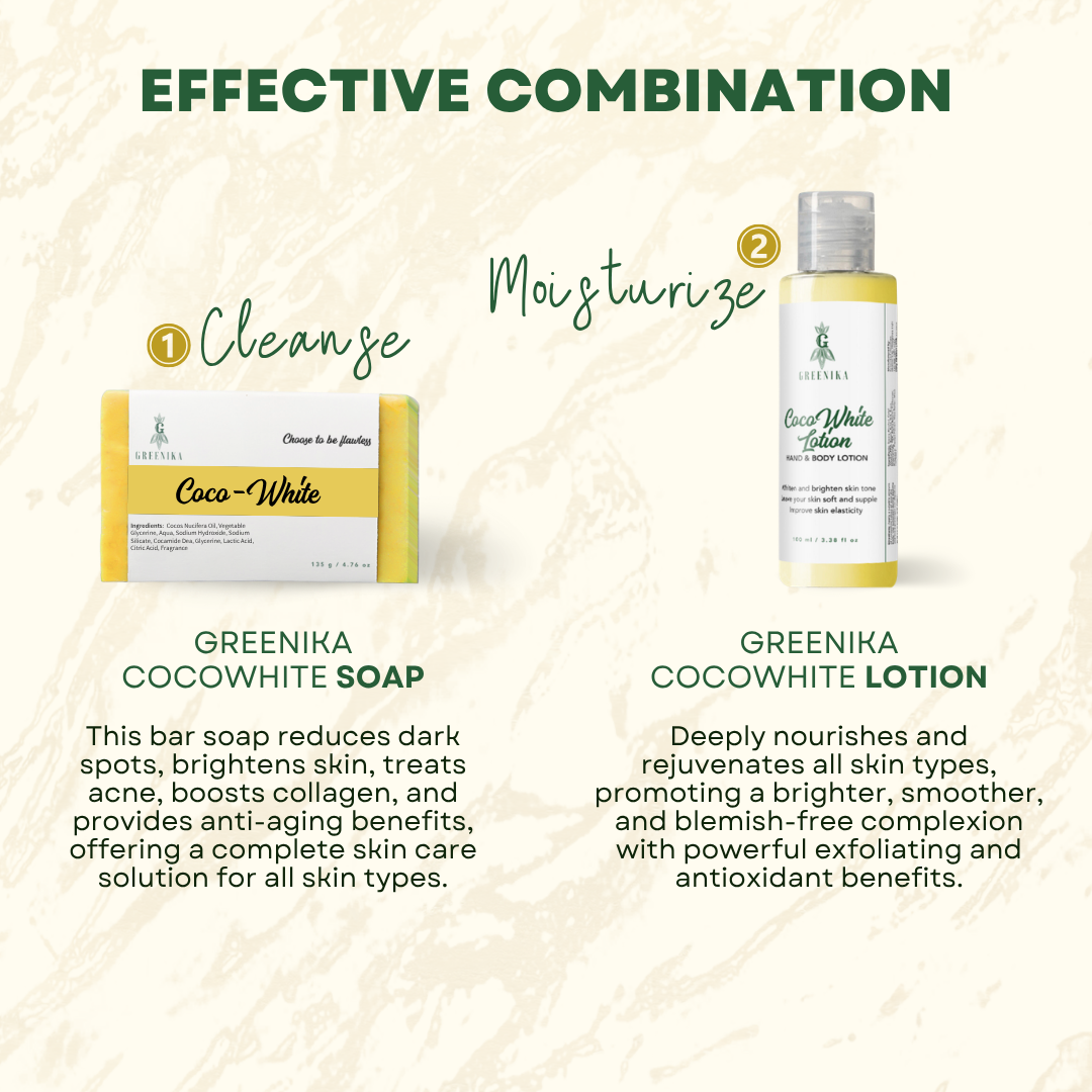 Face & Body Whitening Lotion & Coco-White Soap Combo