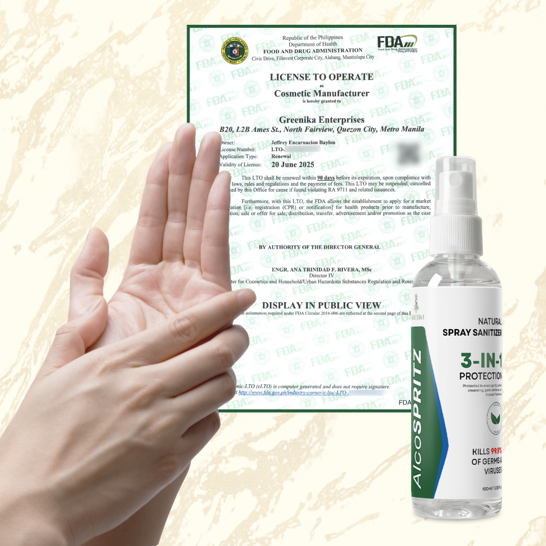 Greenika 100ML Alcospray Natural Spray Hand Sanitizer with Moisturizer