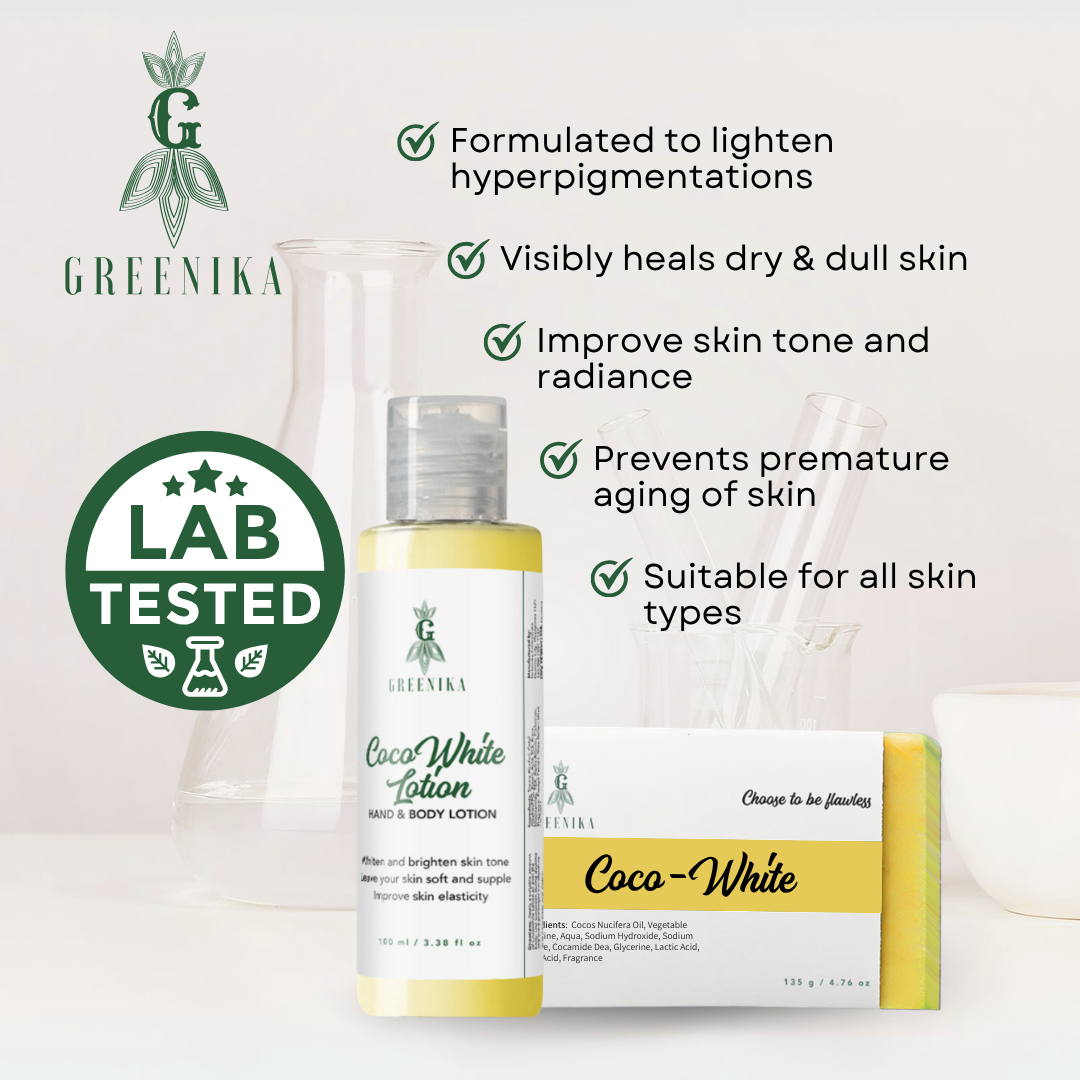 Face & Body Whitening Lotion & Coco-White Soap Combo