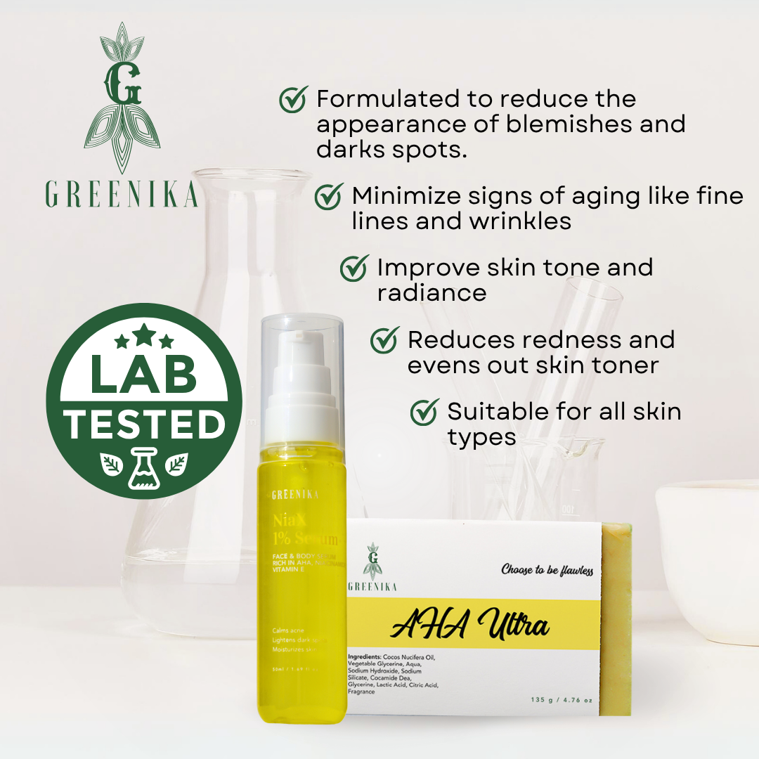 Greenika AHA Combo Face Whitening Serum & AHA Soap Set