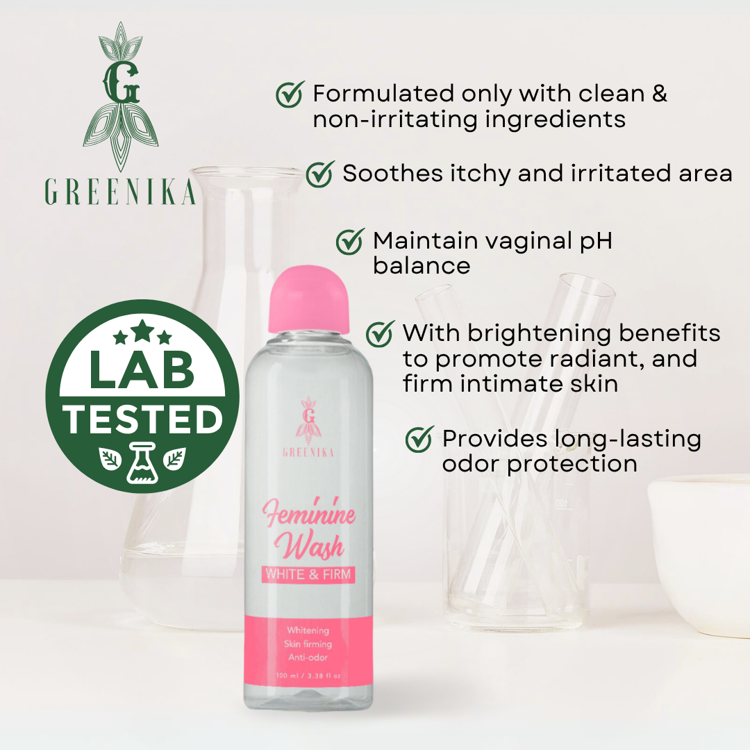 [ FIRMING + WHITENING FEMININE WASH ] Greenika Firm&White Feminine Wash Maintains pH Care Anti Itch Anti Odor Gentle and Mild on Skin Balances PH Inner Thighs Whitening Private Area Whitening Fem Wash Whitening Feminine Wash Firming