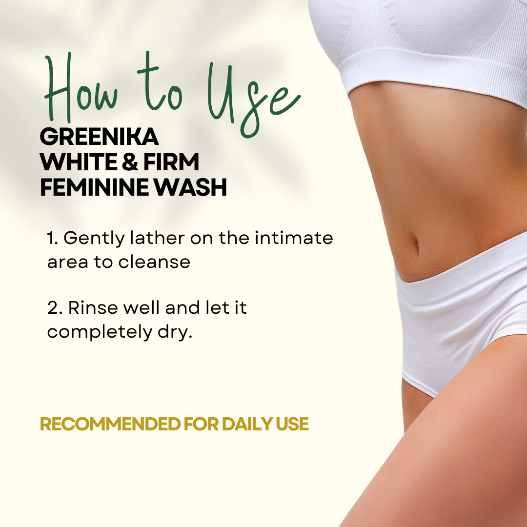 [ FIRMING + WHITENING FEMININE WASH ] Greenika Firm&White Feminine Wash Maintains pH Care Anti Itch Anti Odor Gentle and Mild on Skin Balances PH Inner Thighs Whitening Private Area Whitening Fem Wash Whitening Feminine Wash Firming