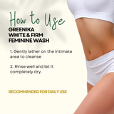 [ FIRMING + WHITENING FEMININE WASH ] Greenika Firm&White Feminine Wash Maintains pH Care Anti Itch Anti Odor Gentle and Mild on Skin Balances PH Inner Thighs Whitening Private Area Whitening Fem Wash Whitening Feminine Wash Firming