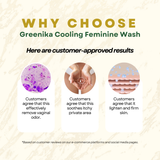 [ ACTIVE COOL FEMININE WASH ] Greenika Fresh&Cool Feminine Wash Blocks Odor & Itchiness with Tea Tree Oil Antibacterial Antifungal Anti Itch Anti Odor Gentle and Mild on Skin Balances PH Tea Tree Oil to Remove Bacteria, Fungi and other Germs Intimate Area