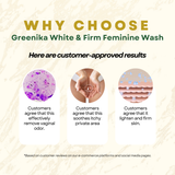 [ FIRMING + WHITENING FEMININE WASH ] Greenika Firm&White Feminine Wash Maintains pH Care Anti Itch Anti Odor Gentle and Mild on Skin Balances PH Inner Thighs Whitening Private Area Whitening Fem Wash Whitening Feminine Wash Firming