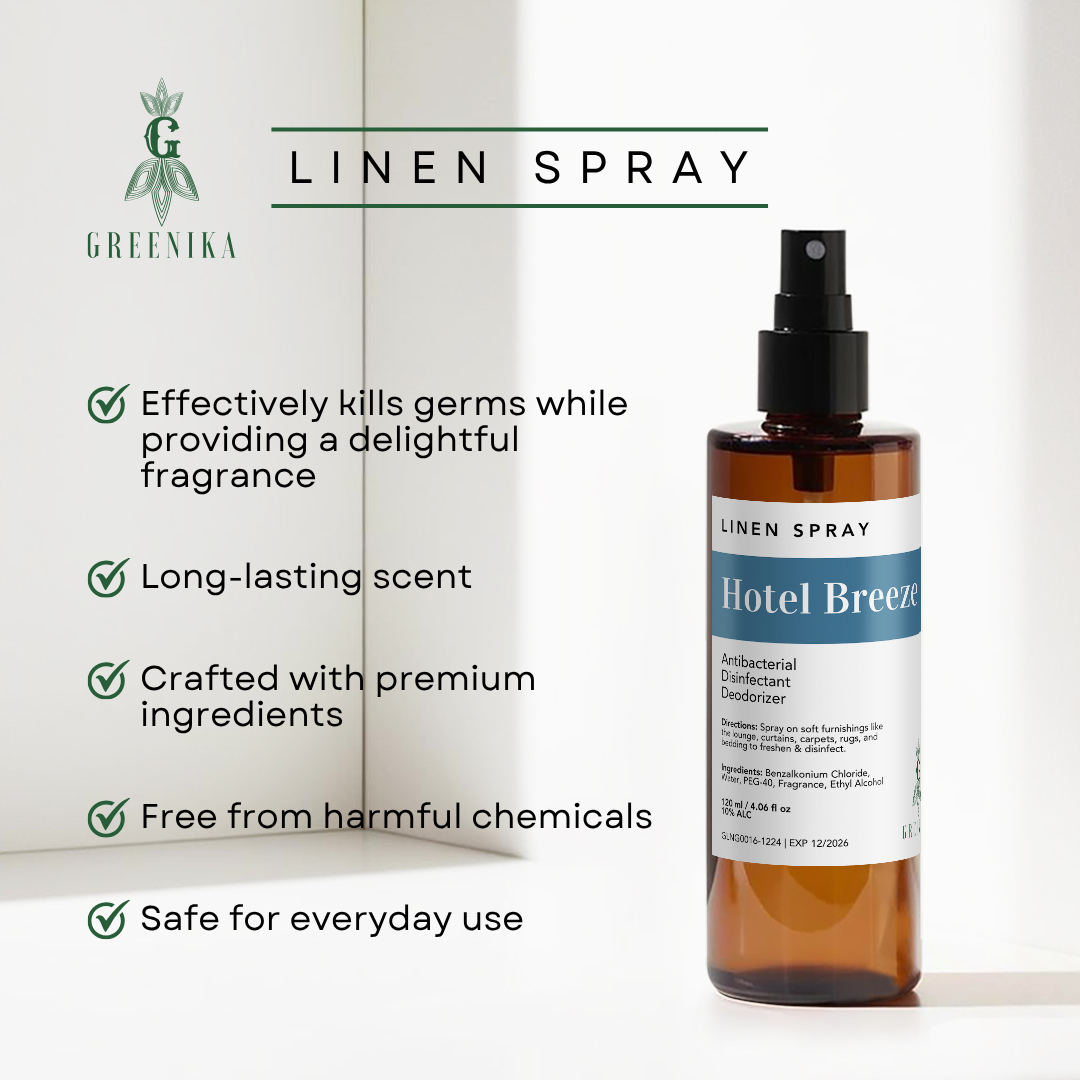 Greenika Linen Mist Spray Hotel Breeze Scent / White Tea Scent