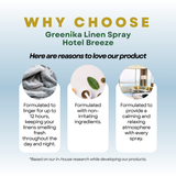 Greenika Linen Mist Spray Hotel Breeze Scent / White Tea Scent
