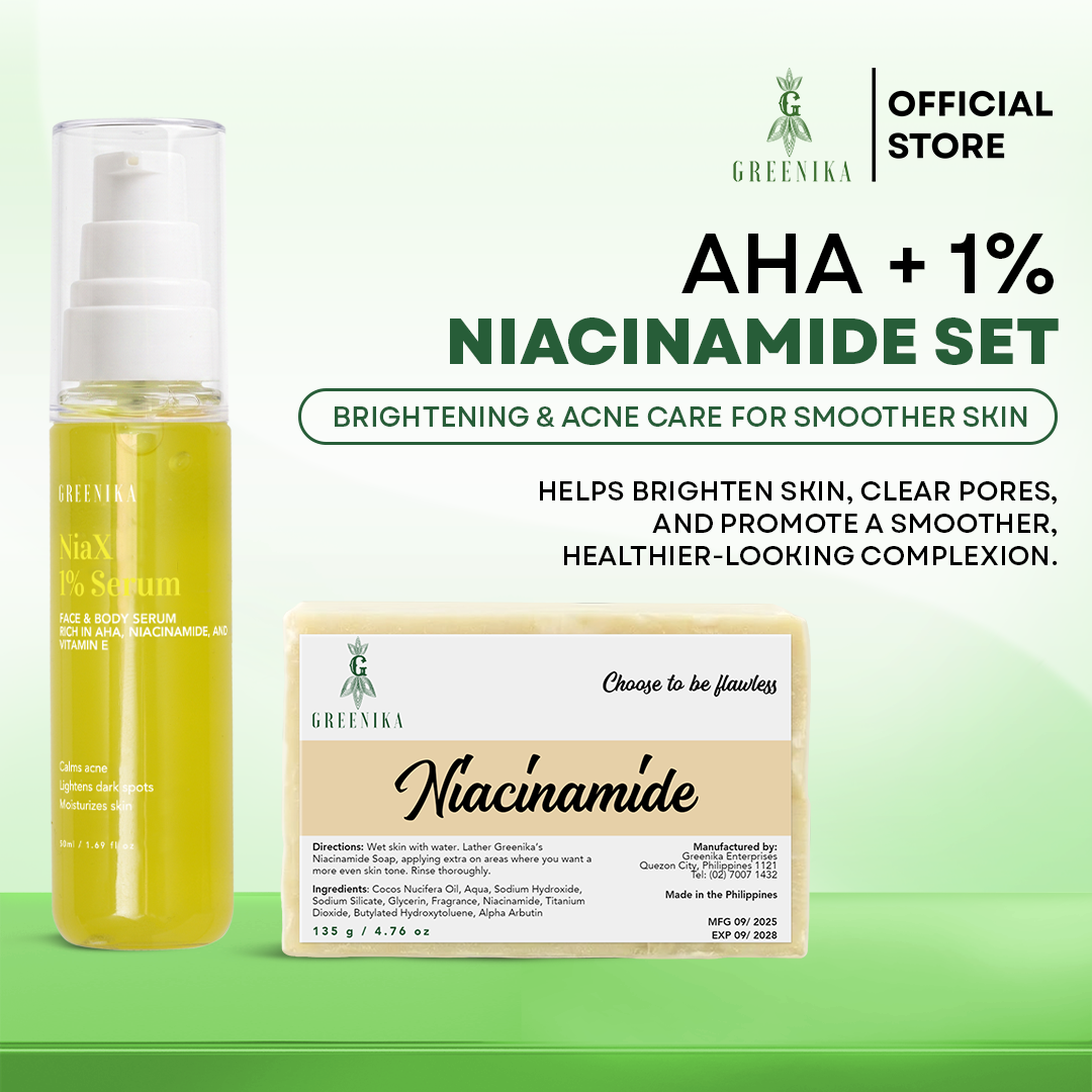 Greenika Nia-X 1% AHA Serum + Niacinamide Soap Combo