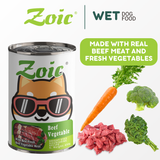 430g Zoic Beef and Vegetables Dog Wet Food in Can