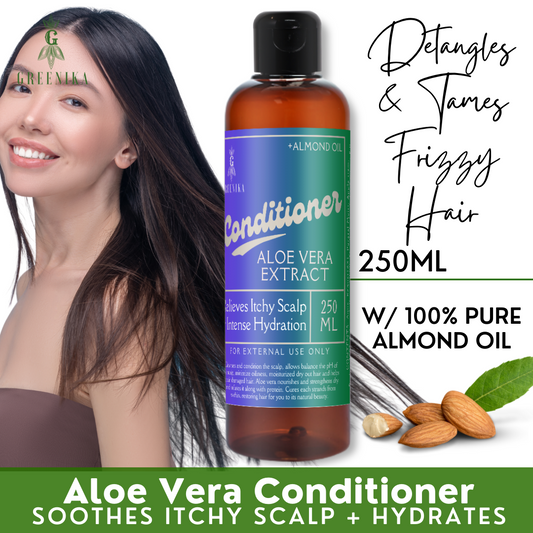 [ INTENSE MOISTURIZING CONDITIONER ] Greenika Aloe Vera Conditioner Soothes & Relieves Itchy Scalp for Oily Hair Tames Tangles Frizz Split-Ends Softens Shines with Argan Oil Volumizing Thickener Pampakapal Pampatubo ng Buhok Hair Spa Treatment
