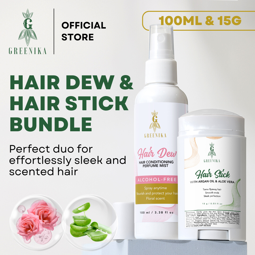 Greenika Hair Dew Perfume Mist Spray & Hair Stick Bundle