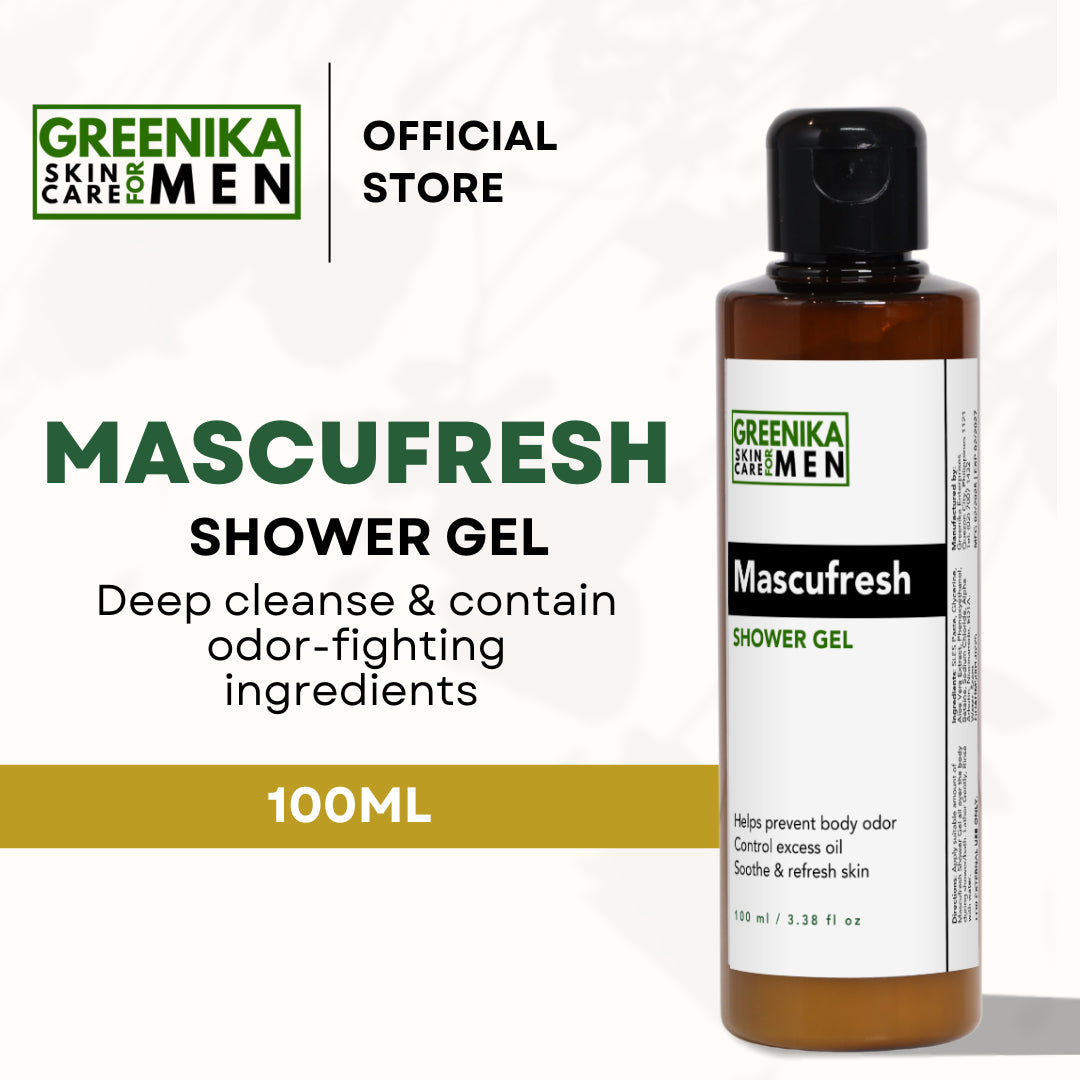 [ ANTI ODOR BODY WASH ] Greenika for Men Mascufresh Body Wash Shower Gel Cleanser with Salicylic Acid Cleanses Deeply Unclogs Pores Anti Bacterial Removes Bacne Arms Acne Body Acne Fungal Acne Whiteheads Blackheads Shoulders Pimple Remover for men